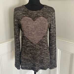 Dylan metallic knit top in hues of black, gray and gold, size M, EUC